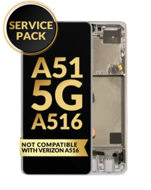Galaxy A51 5G (A516/2020) OLED Assembly w/Frame - WHITE (Service Pack) Not Compatible with Verizon A516V P