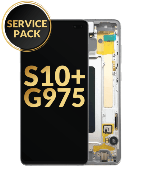 Galaxy S10 Plus (G975) OLED Assembly w/Frame – WHITE (Service Pack) P