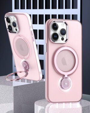 360 Rotating Magnetic Case For iPhone 15 Pro Max - Pink