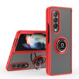 Metal Ring Kickstand Cover for Samsung Z Fold 3- Red