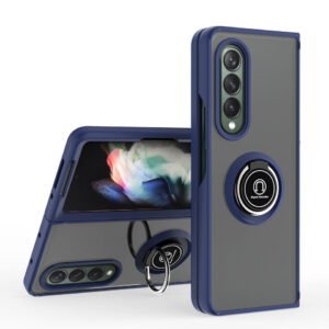 Metal Ring Kickstand Cover for Samsung Z Fold 3- Blue