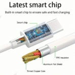 Type C-Type C Cell Fashion USA Super-Fast Charging Data Cable (Fiber 5ft) - Image 2